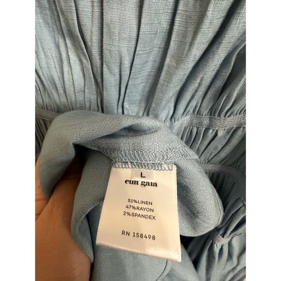 Cult Gaia Lola‎ Smocked Linen-Blend Midi Dress size Large $358 - Picture 6 of 7